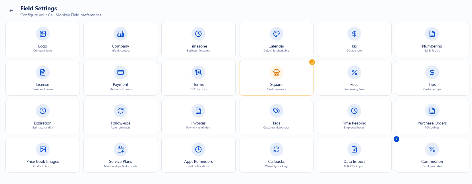 Call Monkey settings dashboard for flooring companies